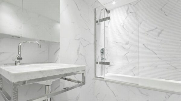 Alma White Marble Effect Ceramic Feature Wall Tile 30x60cm