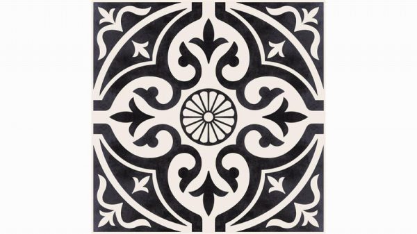 Devonstone Black Patterned Feature Floor Tiles 33x33cm
