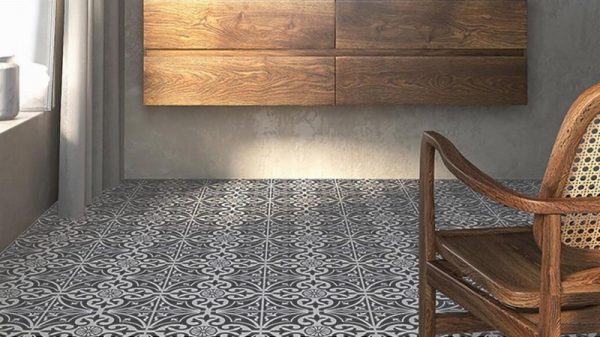 Devonstone Grey Patterned Feature Floor Tiles 33x33cm