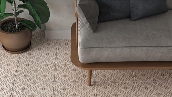 Heritage Charcoal Patterned Prorcelain Floor Tiles 33x33cm