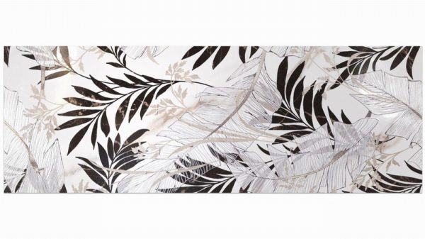 Carrara Black Glossy Leaves Feature Tile 31.2×90 cm