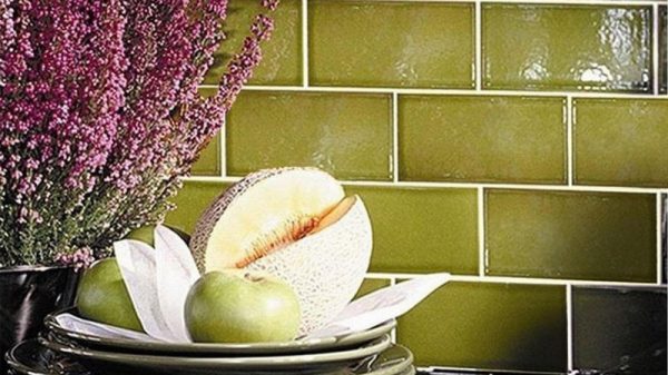 V&A Collection Puddle Glaze Olive Wall Tiles 15.2×7.6cm