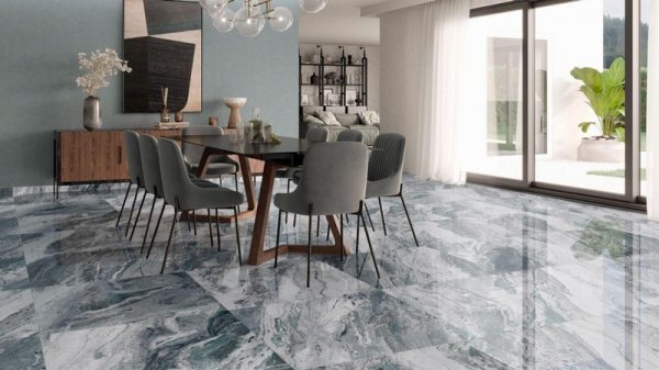 Orobico Aqua Polished Marble Effect Porcelain Tiles 60x120cm