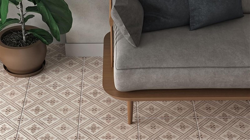 Heritage Charcoal Patterned Prorcelain, Brown And White Patterned Floor Tiles